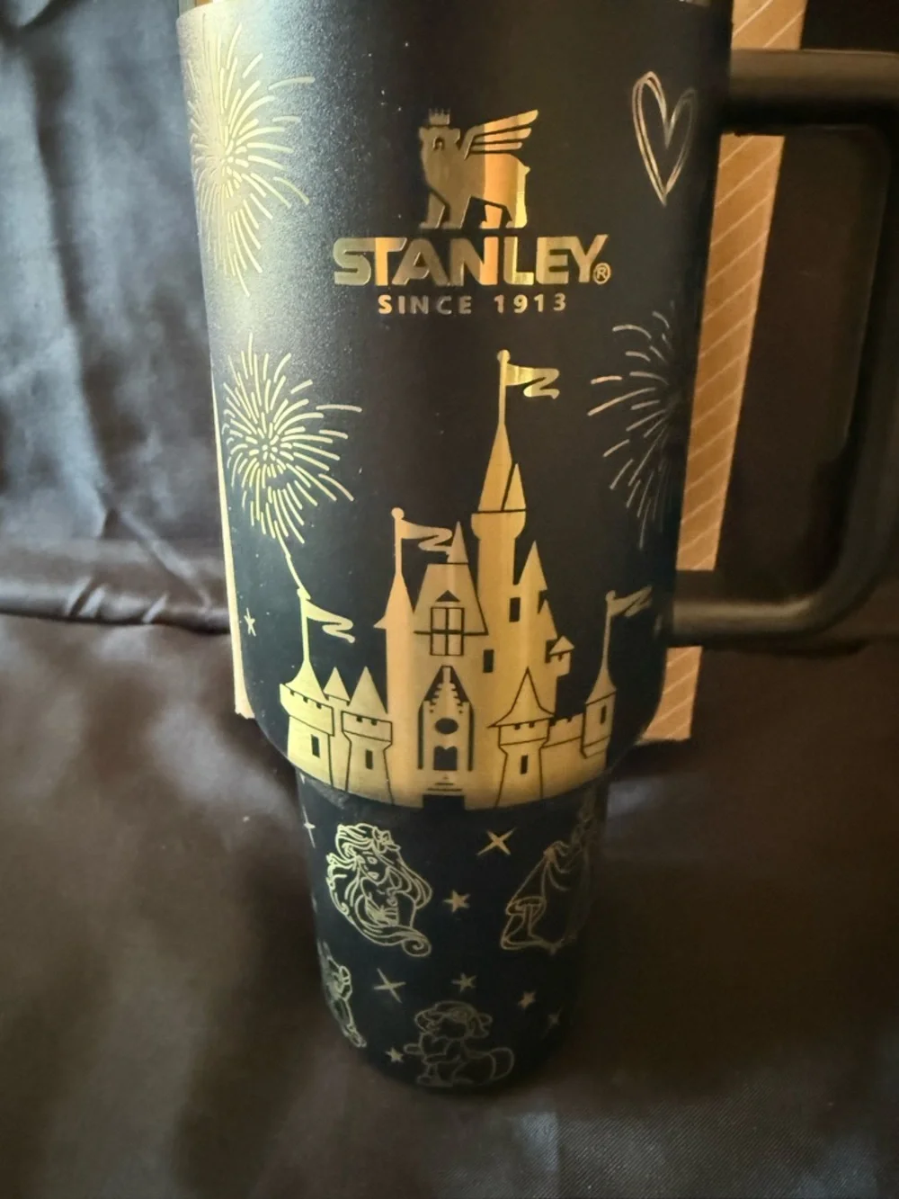 New Stanley 40oz Black & Gold Laser Engraved Disney Castle Stainless Tumbler - Picture 2 of 13